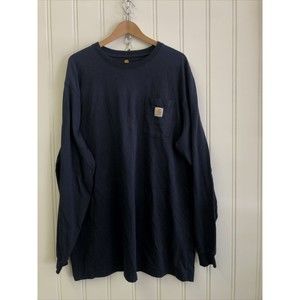 Carhartt Shirt Men's 2XL Blue Long Sleeve 100%‎ Cotton Pocket Original Fit